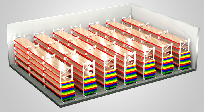 Стелажі палетні з пластиковою тарою фото №1 Стелажі для складу КиевМетСервис