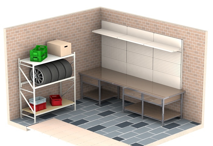 Стеллажи для гаража фото №1 Полочные стеллажи КиевМетСервис