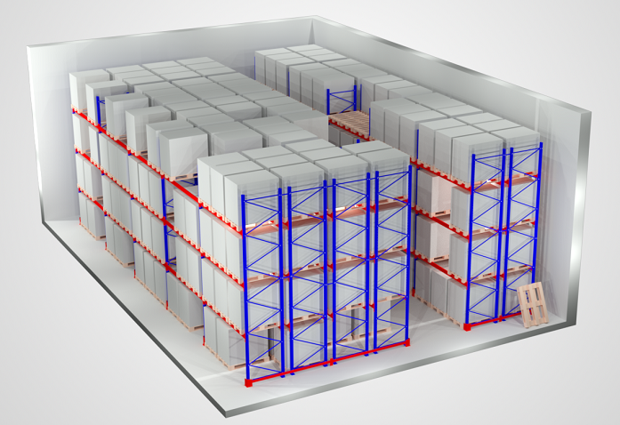 Паллетные стеллажи двойной глубины фото №1 Стеллажи для склада КиевМетСервис